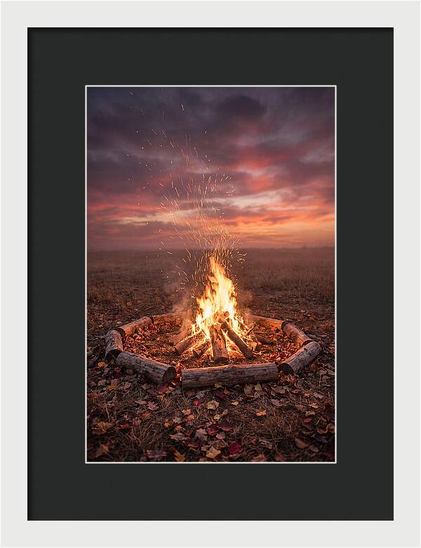 Autumn Bonfire Under Dusk Sky