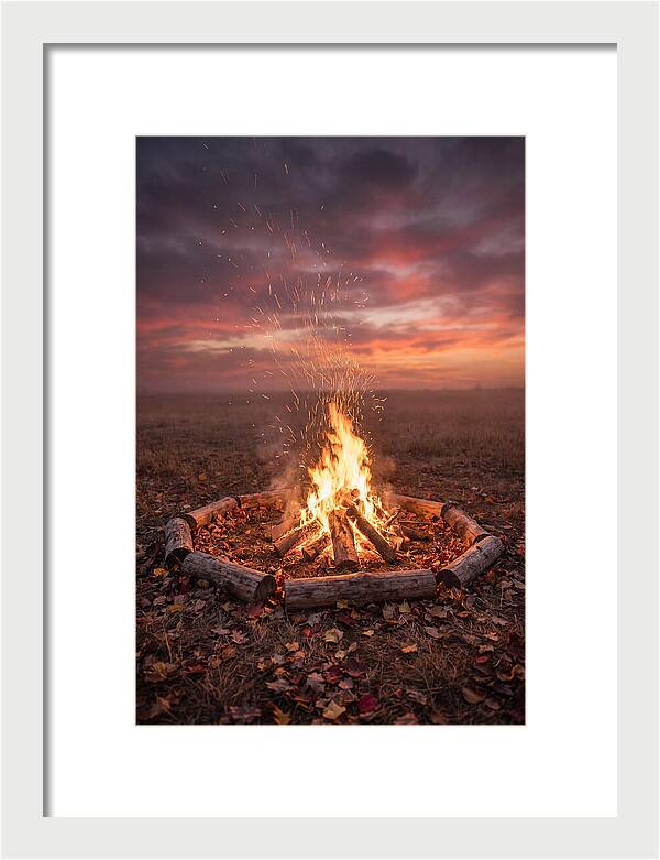 Autumn Bonfire Under Dusk Sky