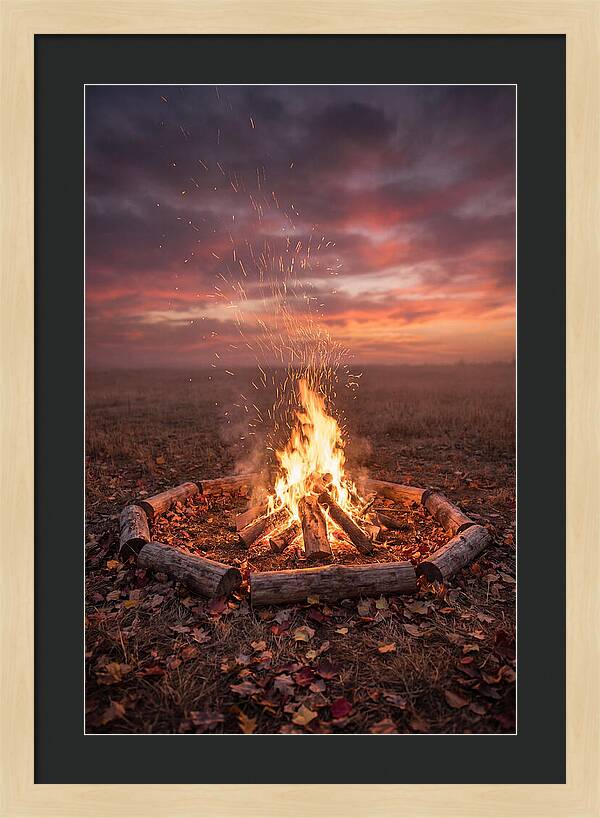 Autumn Bonfire Under Dusk Sky