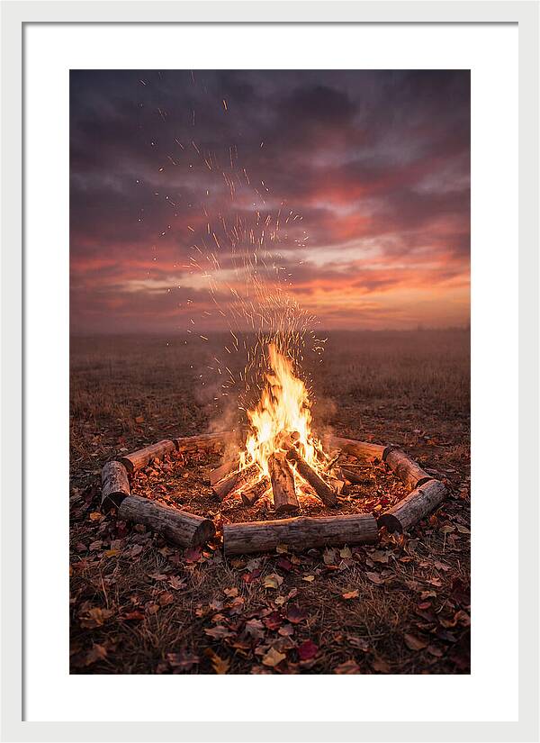 Autumn Bonfire Under Dusk Sky