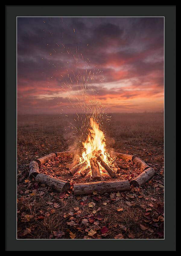 Autumn Bonfire Under Dusk Sky