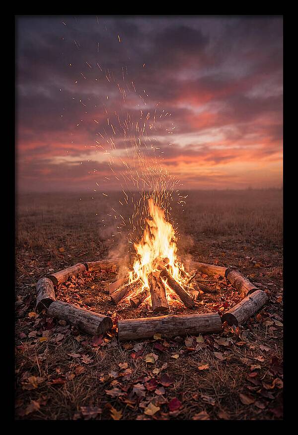 Autumn Bonfire Under Dusk Sky