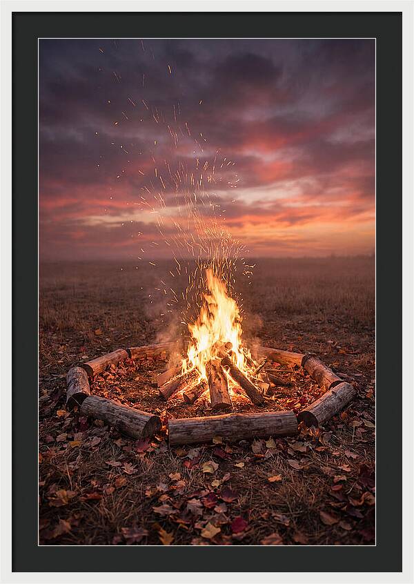 Autumn Bonfire Under Dusk Sky