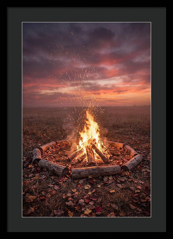 Autumn Bonfire Under Dusk Sky