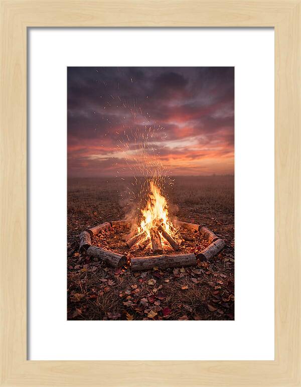 Autumn Bonfire Under Dusk Sky