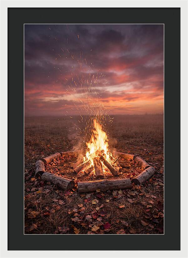 Autumn Bonfire Under Dusk Sky