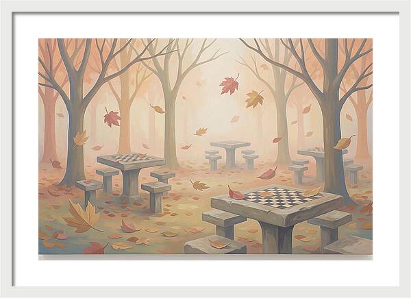 Autumn Chess Tables In The Park