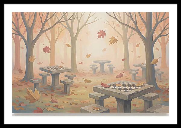 Autumn Chess Tables In The Park