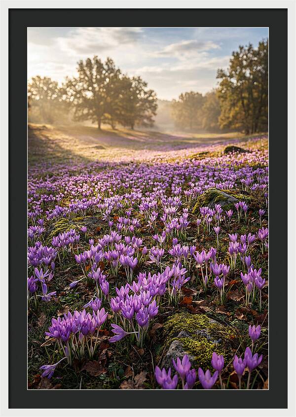 Autumn Crocus Blooming Landscape