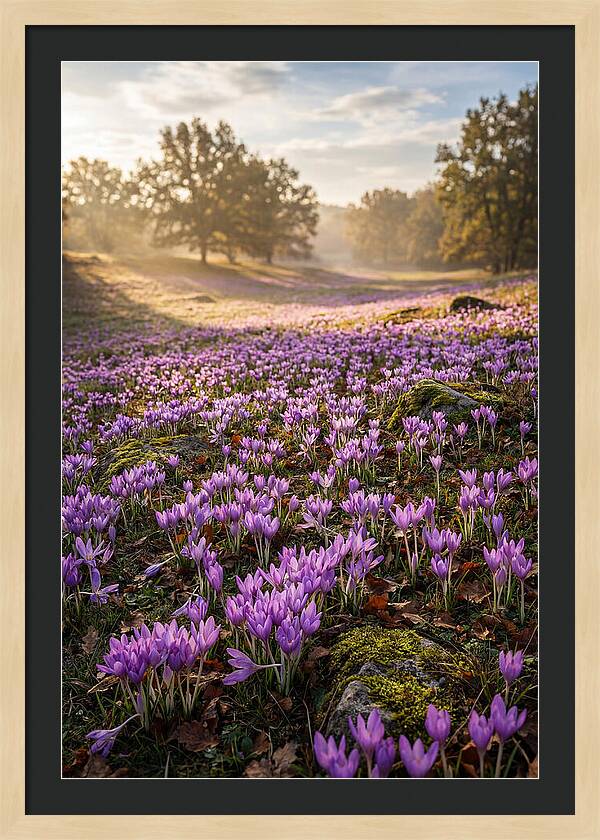 Autumn Crocus Blooming Landscape