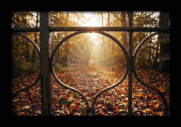 Autumn Dewy Cobwebs Glimmering