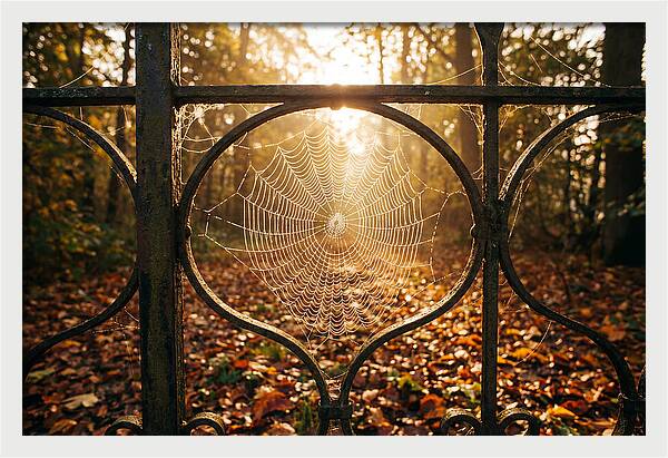Autumn Dewy Cobwebs Glimmering