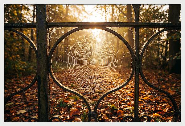 Autumn Dewy Cobwebs Glimmering