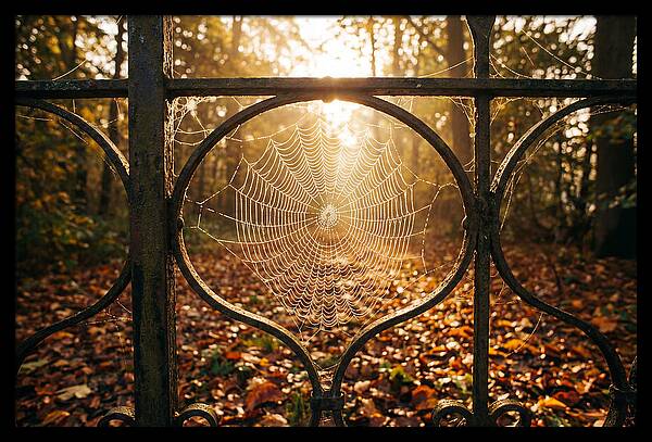 Autumn Dewy Cobwebs Glimmering