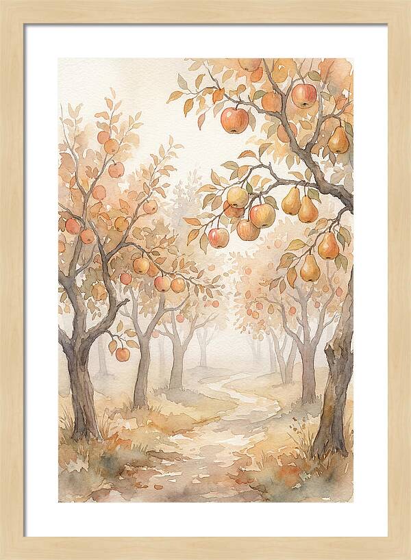 Autumn Fog In Orchard