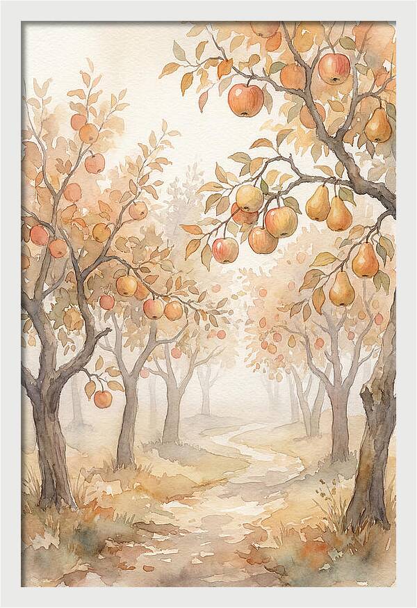 Autumn Fog In Orchard