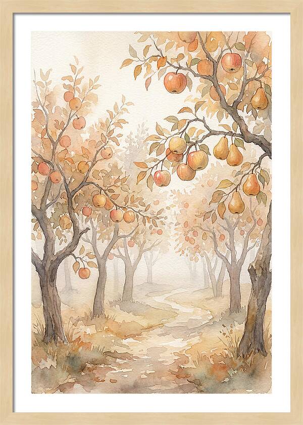 Autumn Fog In Orchard