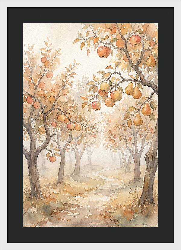 Autumn Fog In Orchard