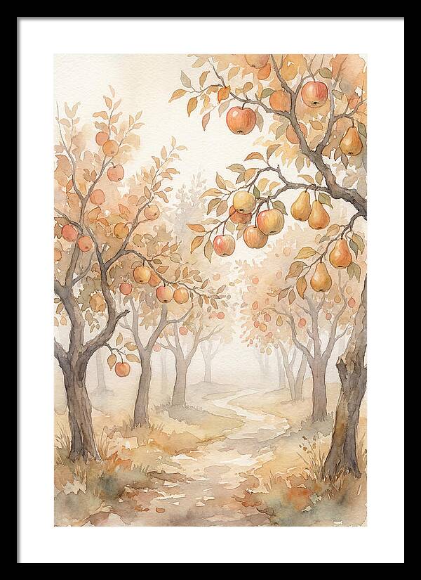 Autumn Fog In Orchard