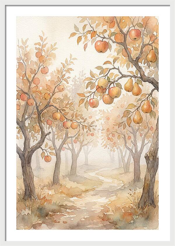 Autumn Fog In Orchard