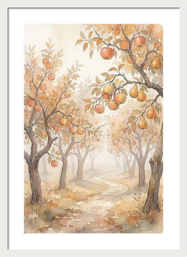 Autumn Fog In Orchard