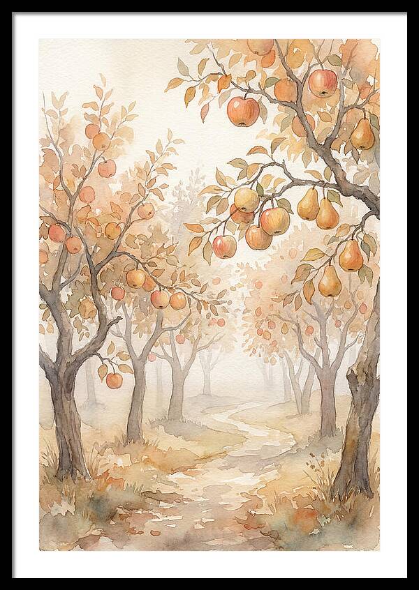 Autumn Fog In Orchard