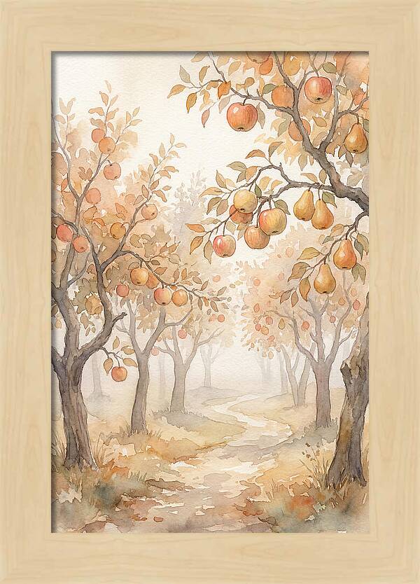 Autumn Fog In Orchard
