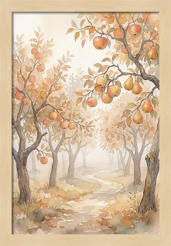 Autumn Fog In Orchard