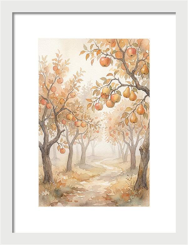 Autumn Fog In Orchard