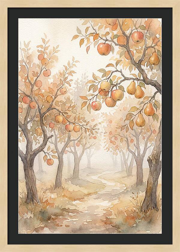 Autumn Fog In Orchard