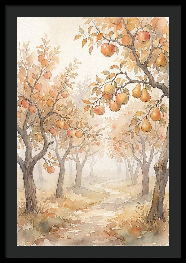 Autumn Fog In Orchard