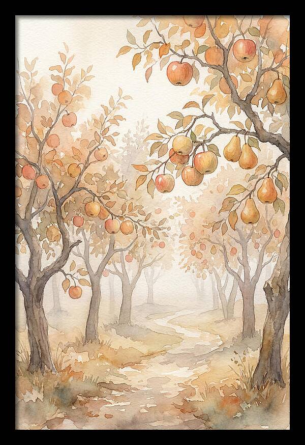 Autumn Fog In Orchard