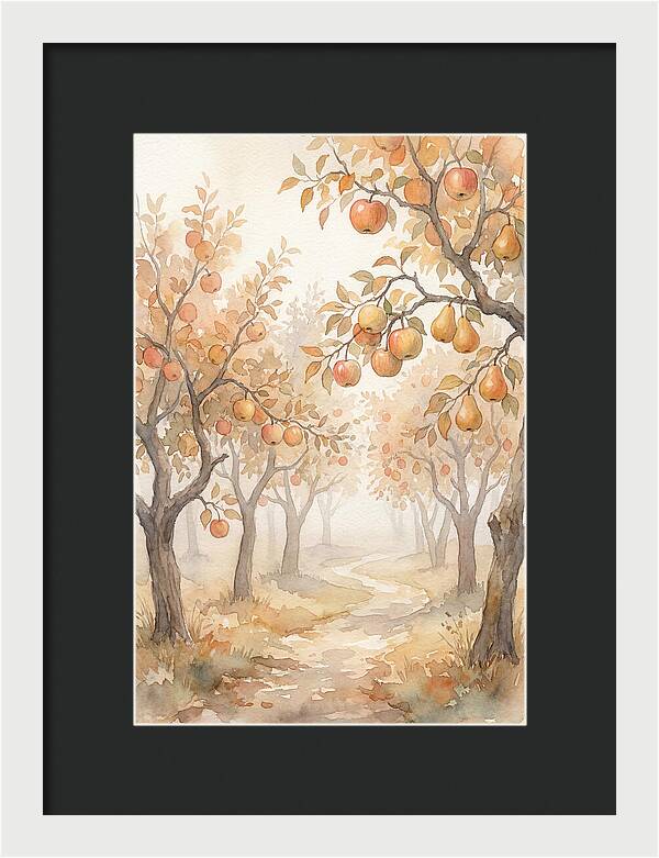 Autumn Fog In Orchard