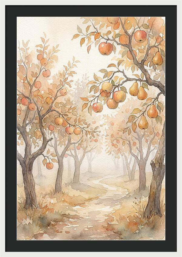 Autumn Fog In Orchard