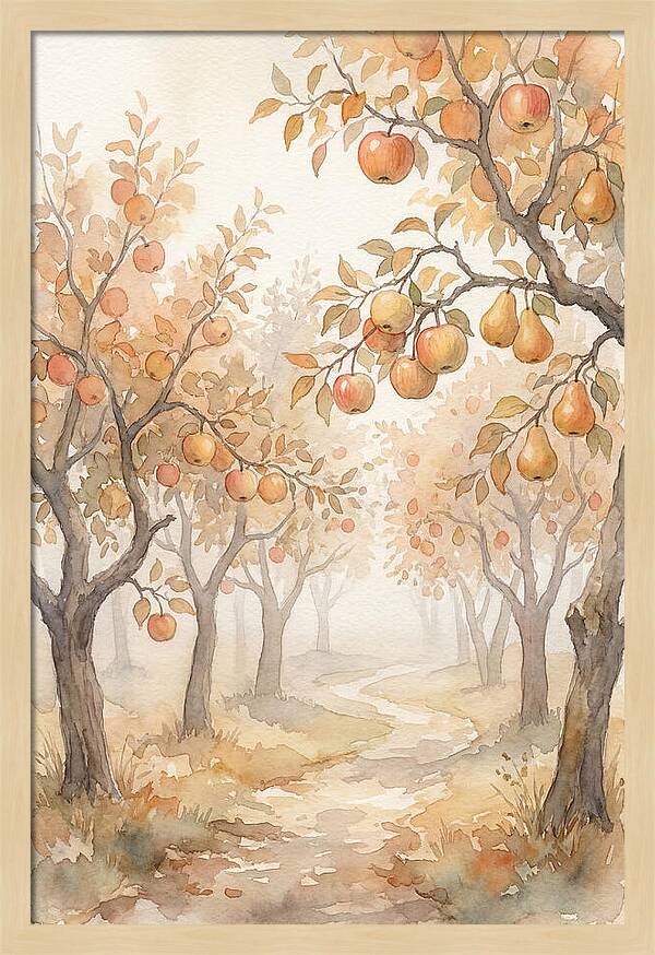 Autumn Fog In Orchard