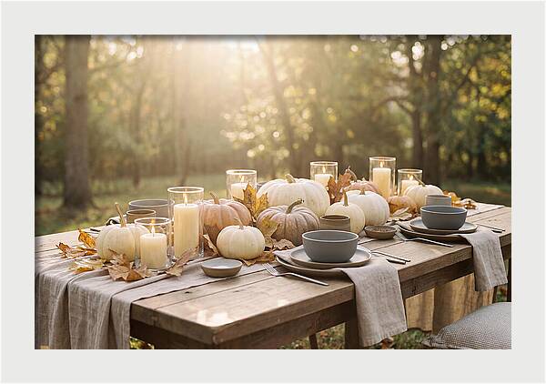 Autumn Gathering With Pumpkins