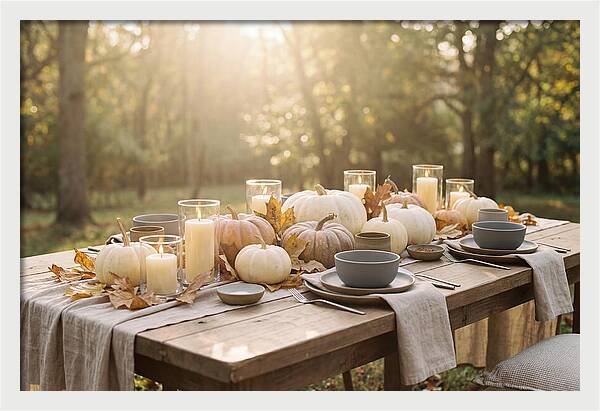 Autumn Gathering With Pumpkins