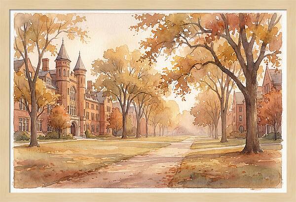 Autumn Golden Hour On Tree Lined Avenue