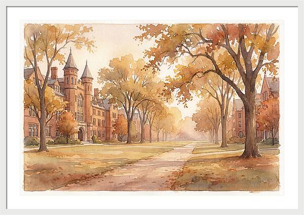 Autumn Golden Hour On Tree Lined Avenue