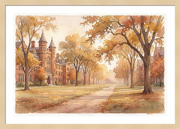 Autumn Golden Hour On Tree Lined Avenue