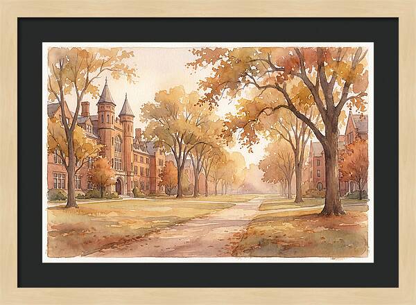 Autumn Golden Hour On Tree Lined Avenue