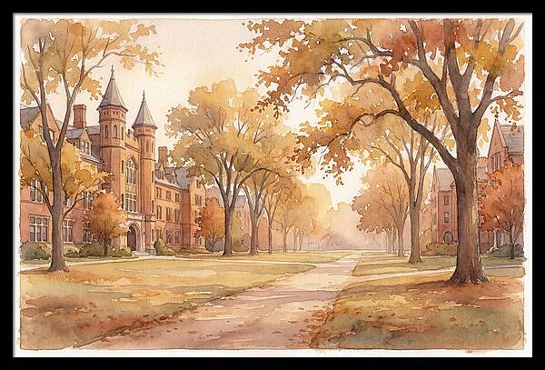 Autumn Golden Hour On Tree Lined Avenue