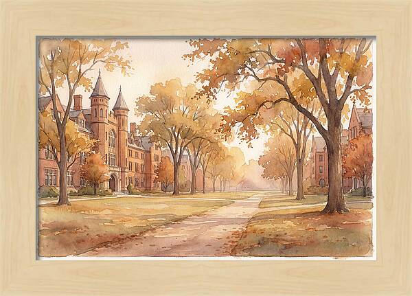 Autumn Golden Hour On Tree Lined Avenue