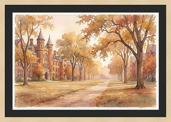 Autumn Golden Hour On Tree Lined Avenue