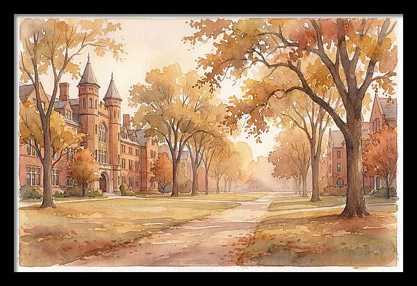 Autumn Golden Hour On Tree Lined Avenue