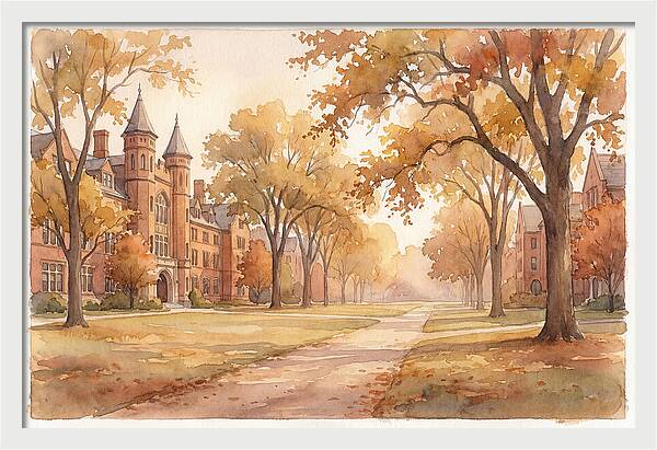 Autumn Golden Hour On Tree Lined Avenue