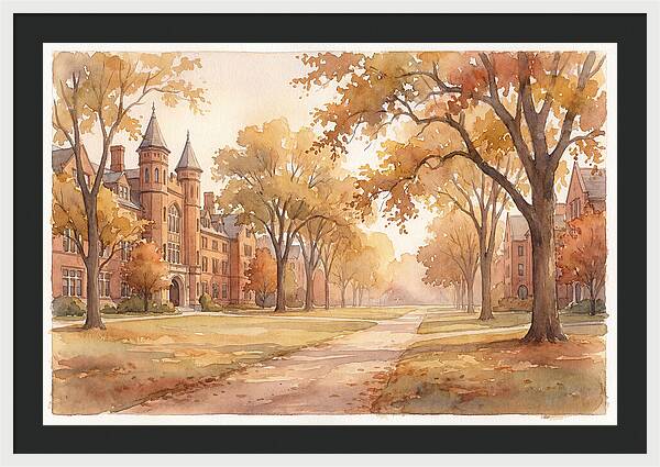 Autumn Golden Hour On Tree Lined Avenue