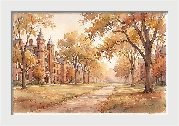 Autumn Golden Hour On Tree Lined Avenue