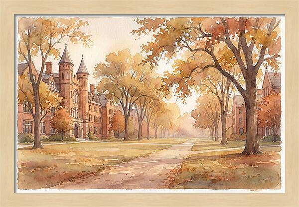Autumn Golden Hour On Tree Lined Avenue