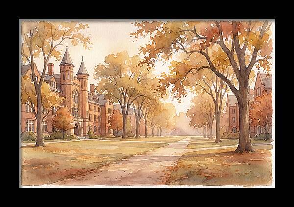 Autumn Golden Hour On Tree Lined Avenue